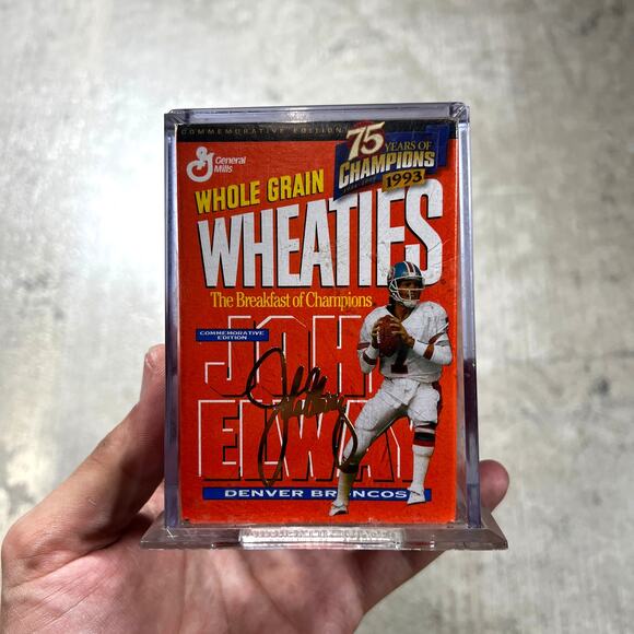 1999 Wheaties 75th Anniversary John Elway Mini Box 24K Gold Signature - Picture 1 of 4